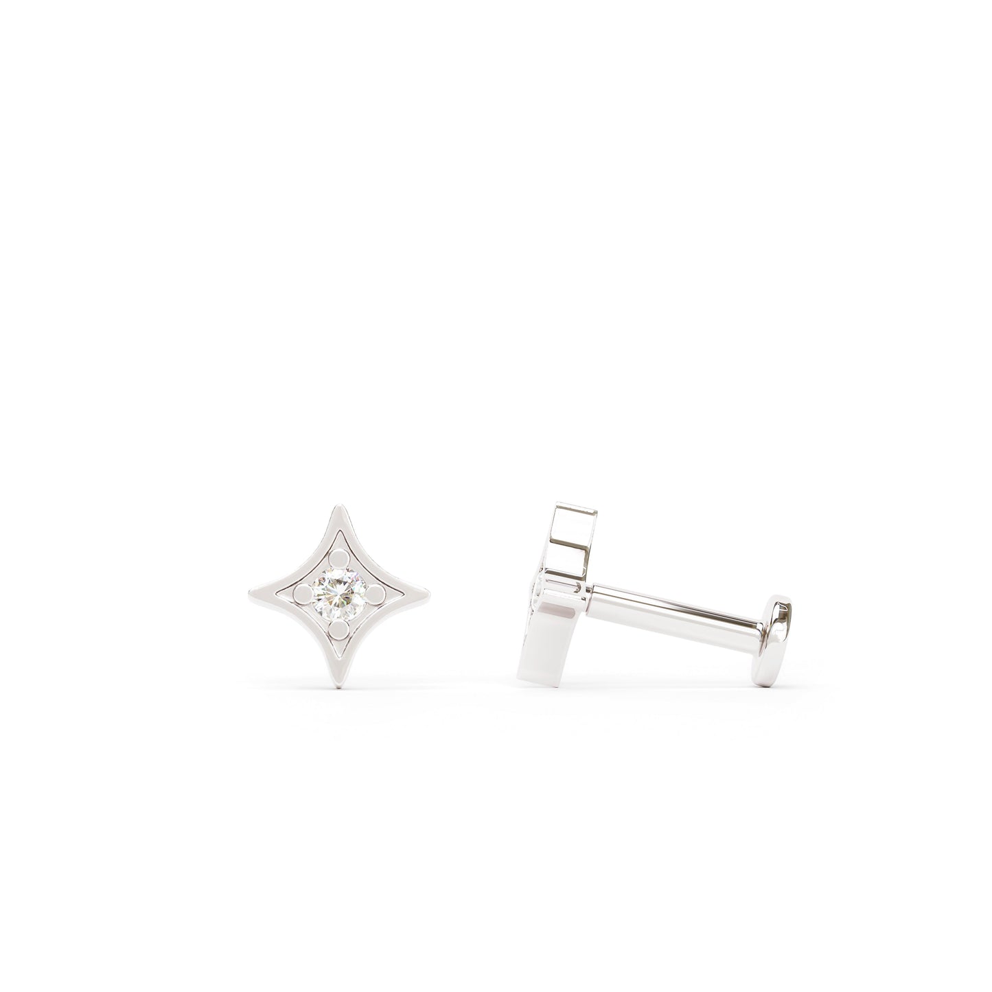 14K Gold Diamond Starburst Stud