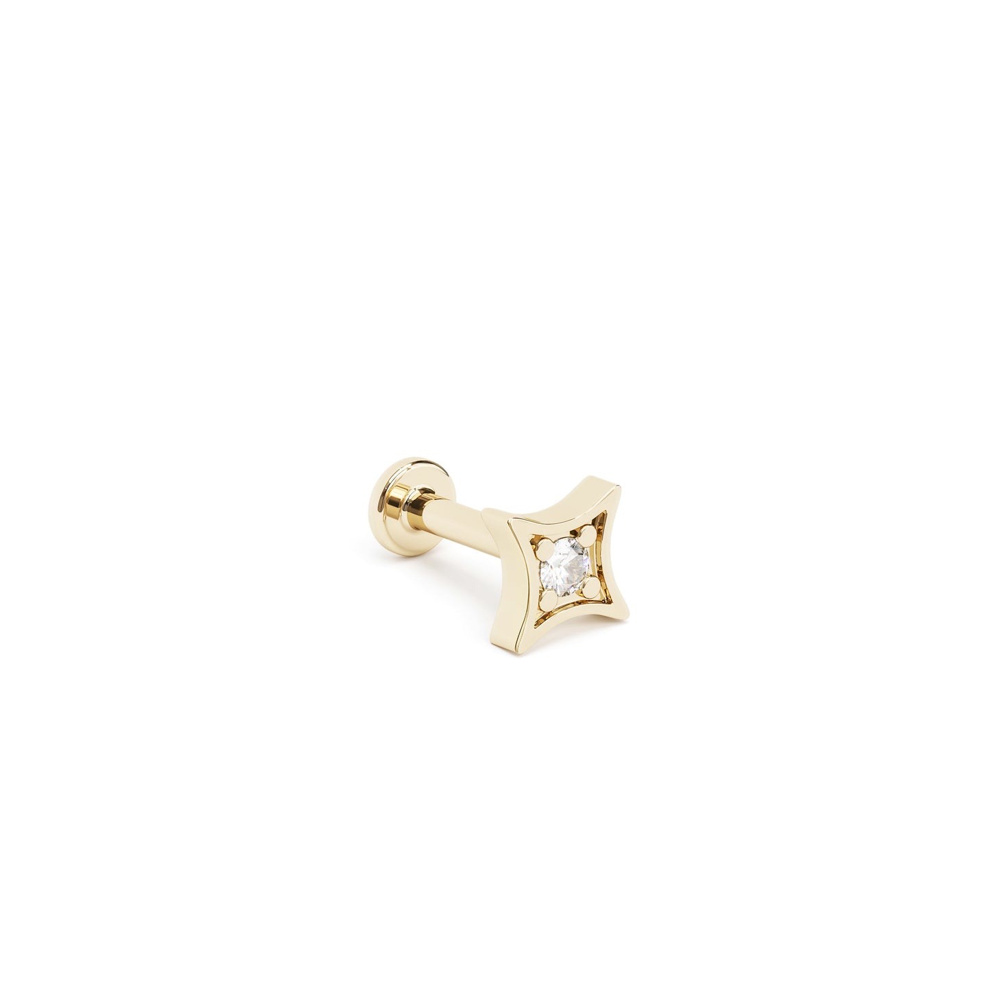 14K Gold Diamond Starburst Stud