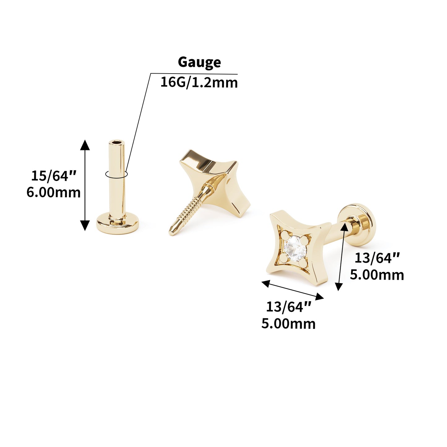 14K Gold Diamond Starburst Stud
