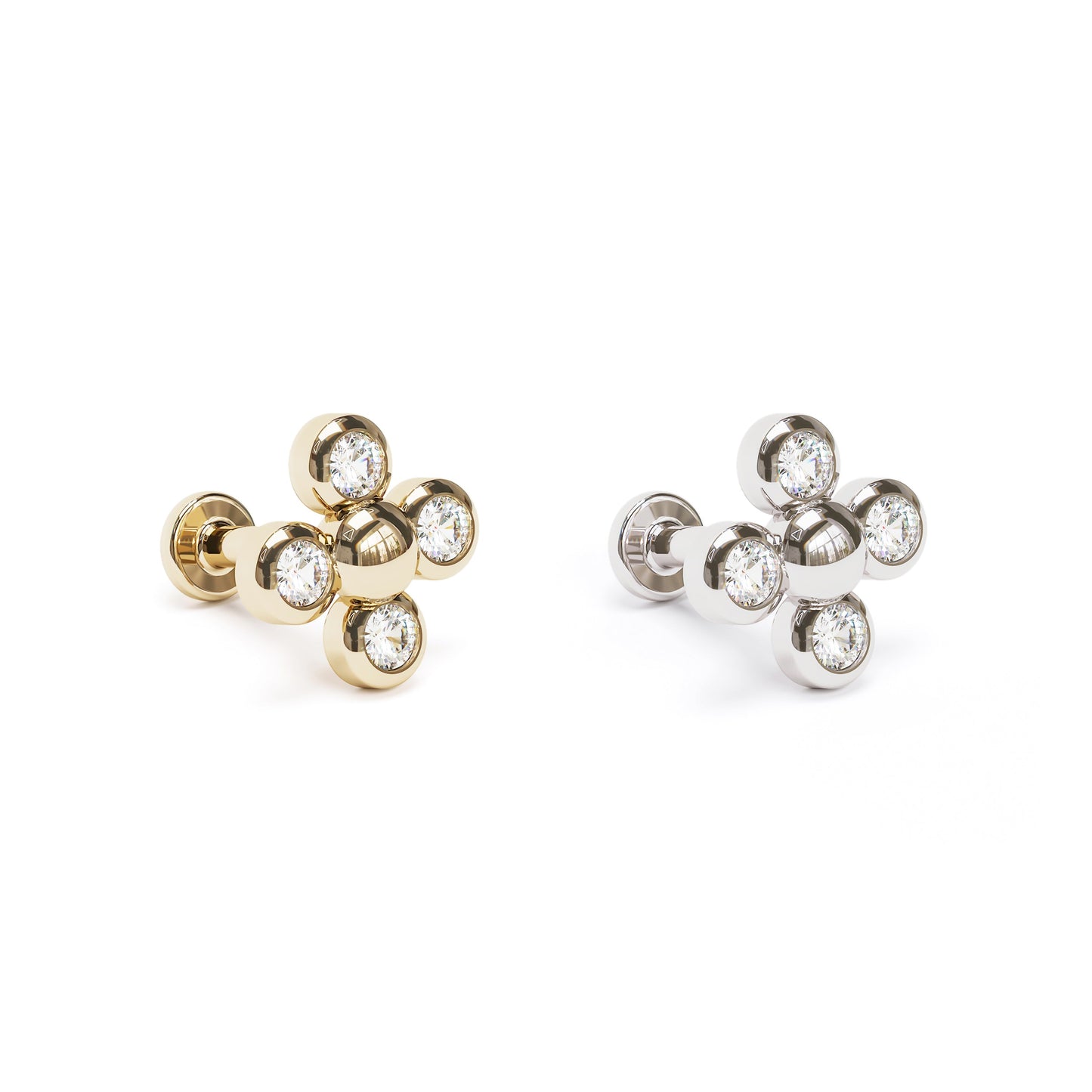 14K Gold Bezel-Set Diamond Stud