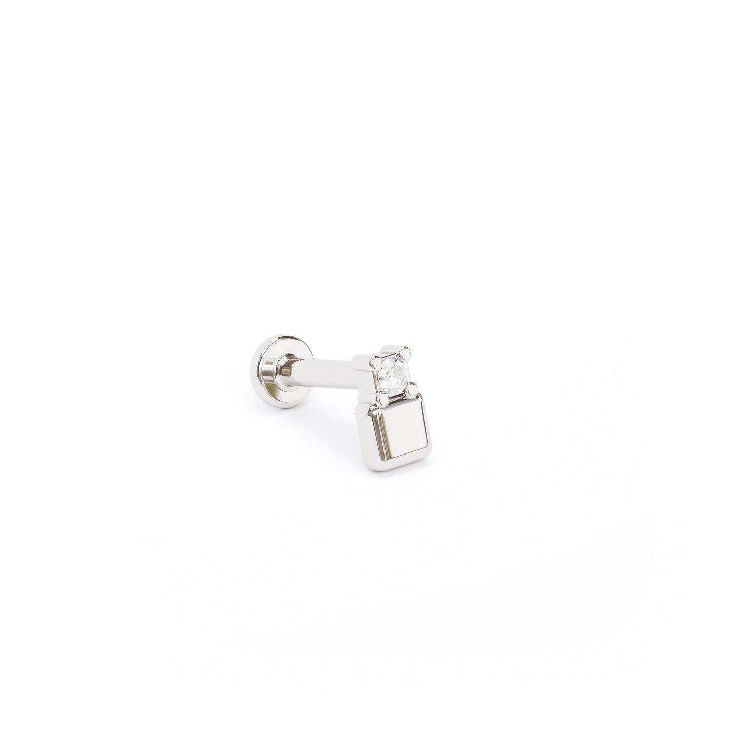 14K Gold Prong-Set Diamond Square Stud