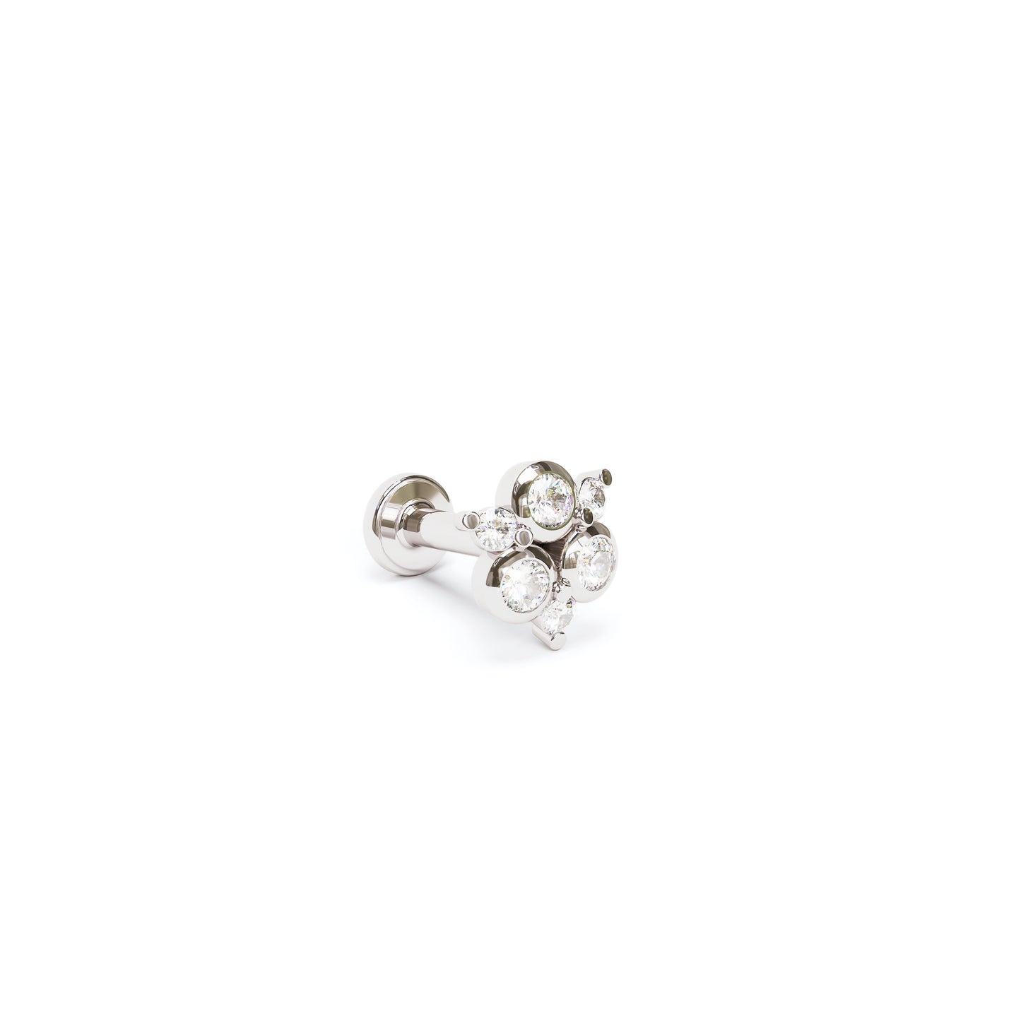 14K Gold Diamond Cluster Stud