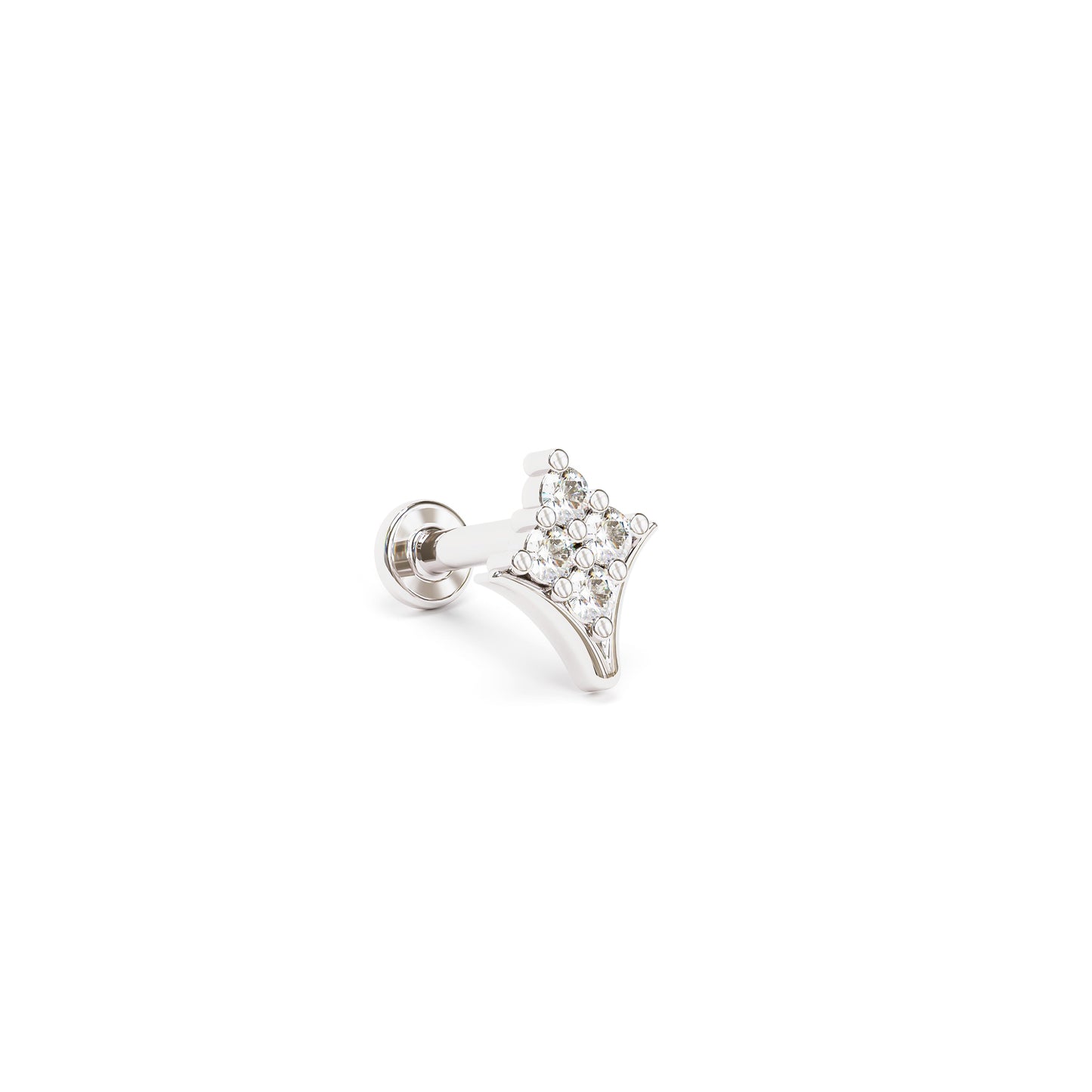 14K Gold Diamond Rhombus Stud