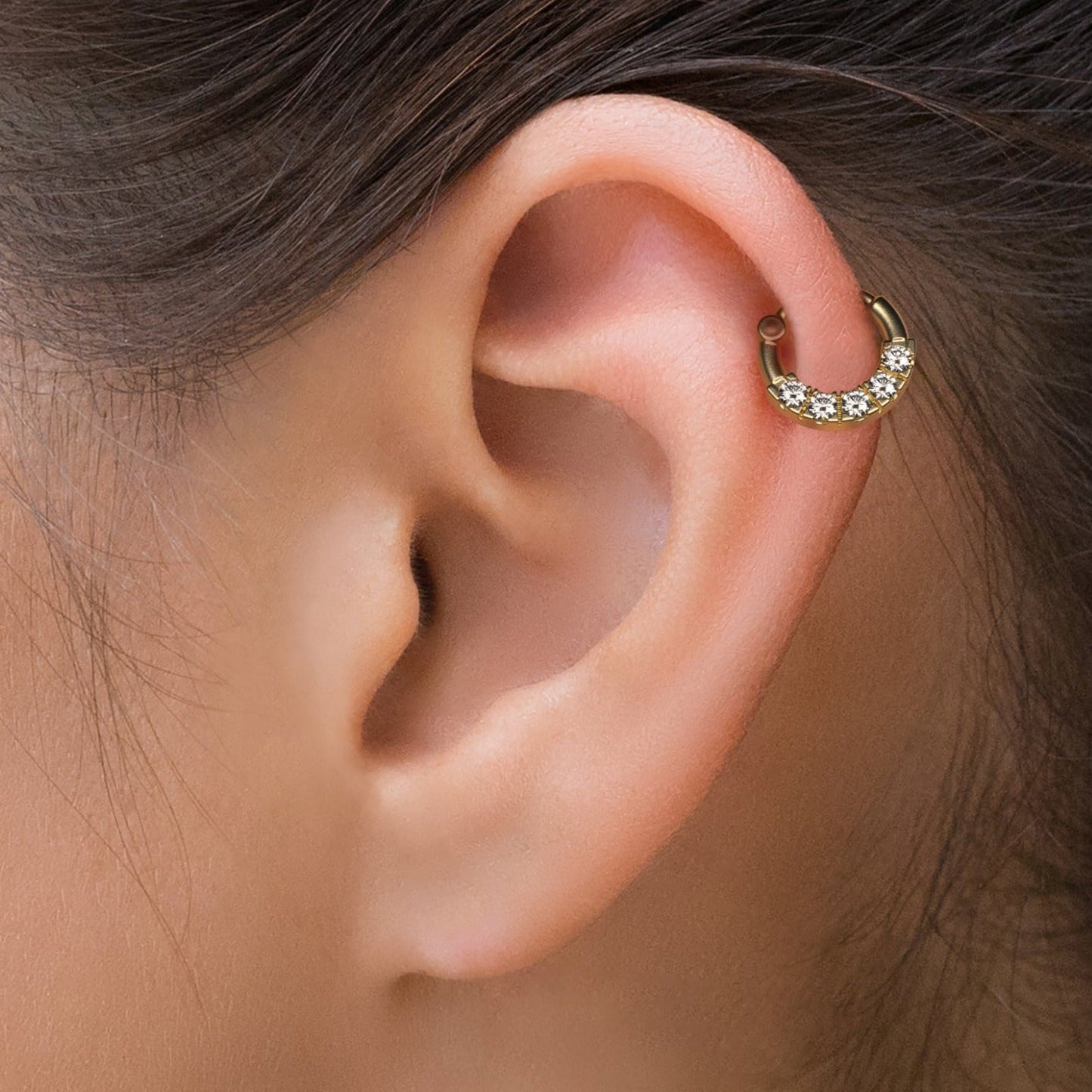 Minimalist 14K Gold Diamond Clicker Hoop