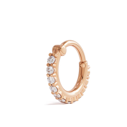 14K Gold Pavé Diamond Clicker Hoop