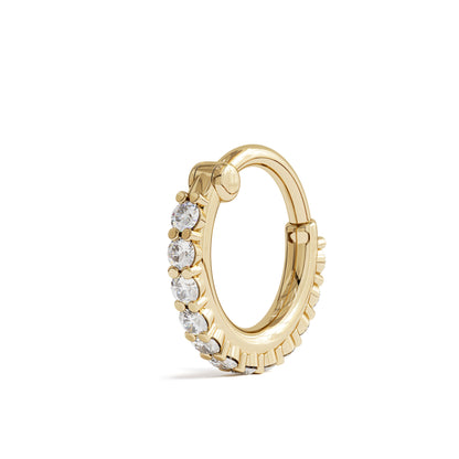 14K Gold Pavé Diamond Clicker Hoop