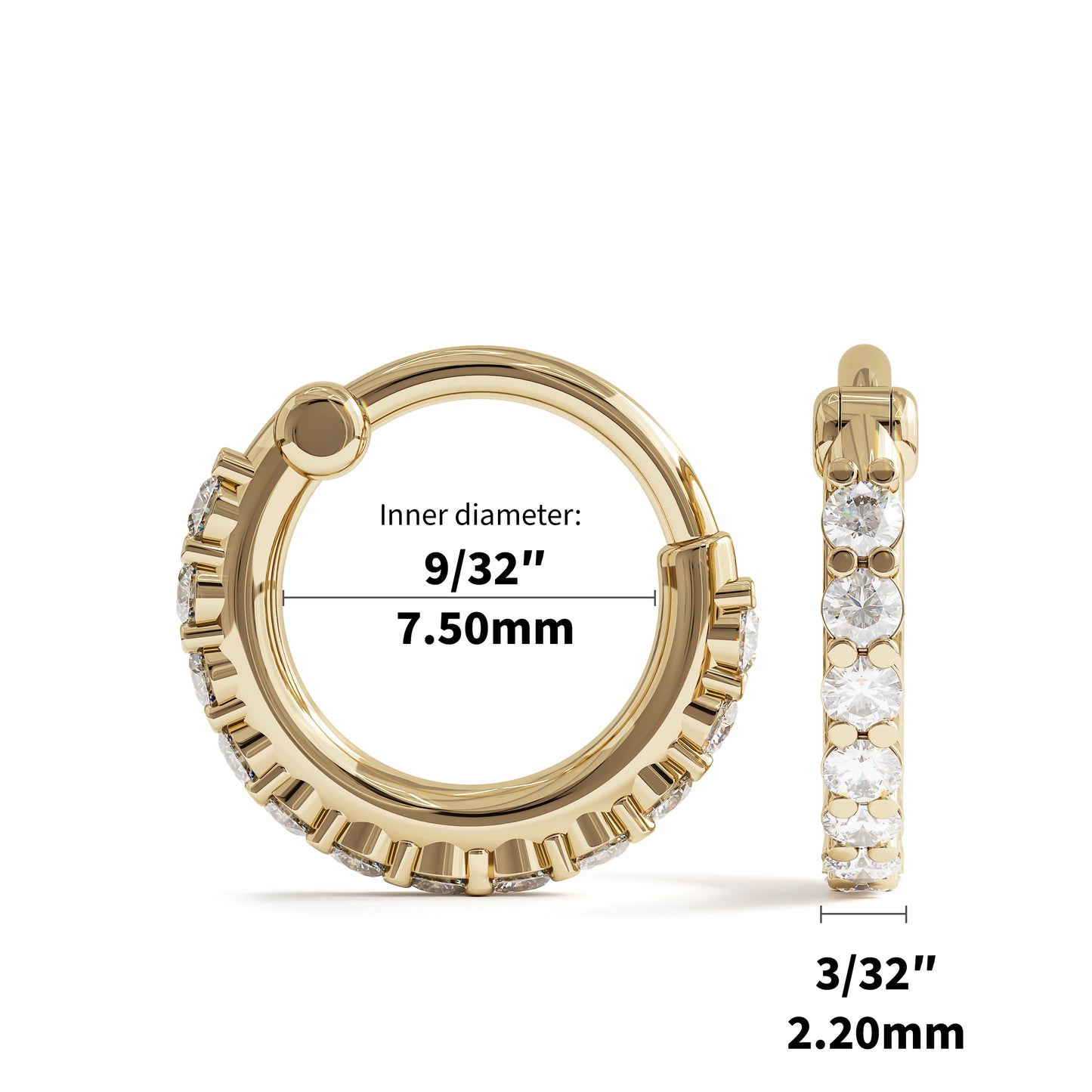 14K Gold Pavé Diamond Clicker Hoop