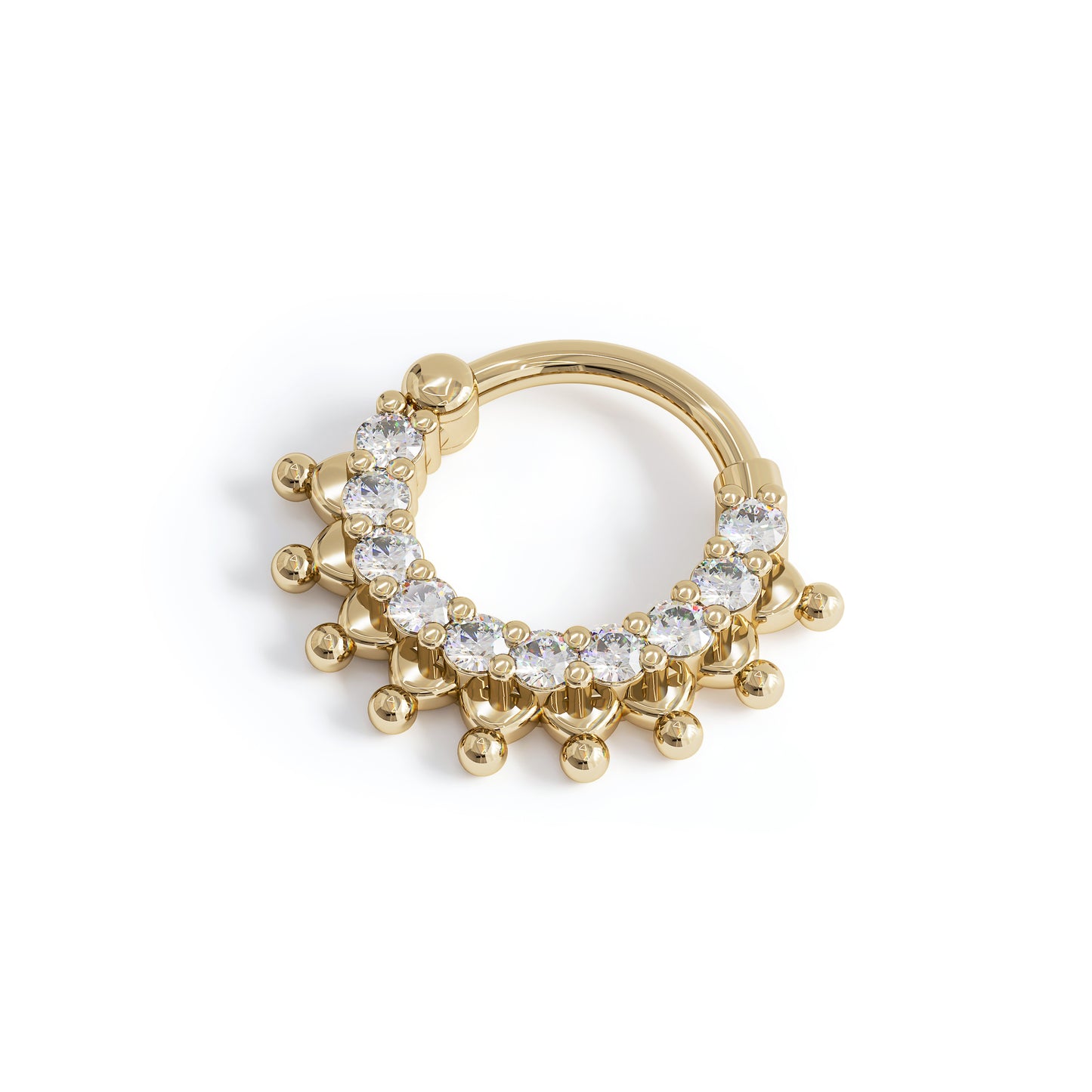 14K Gold Indian Diamond Clicker Hoop