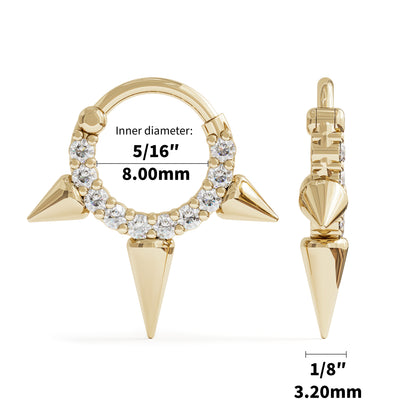 14K Gold Diamond Spike Clicker Hoop