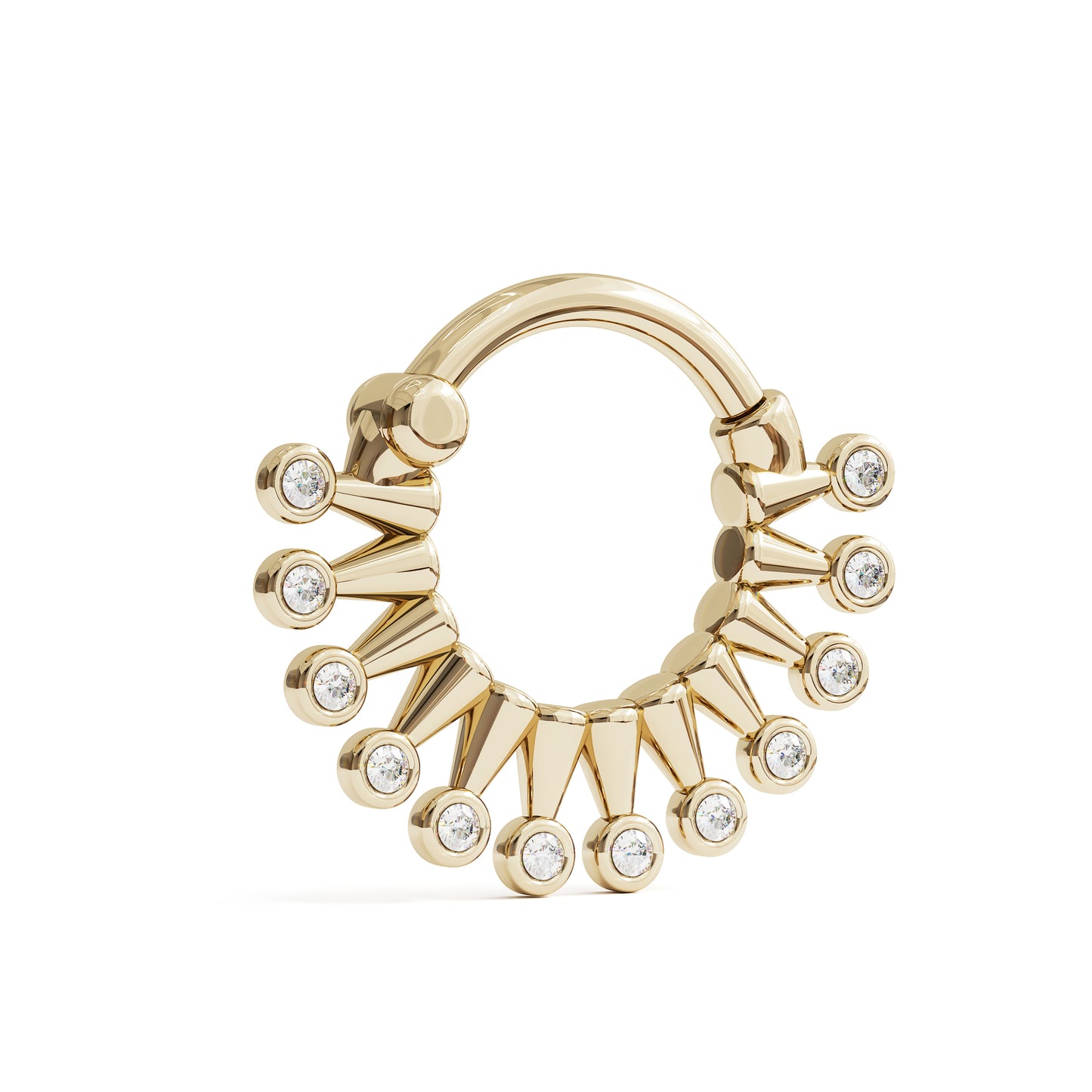 14K Gold Bezel Diamond Clicker Hoop