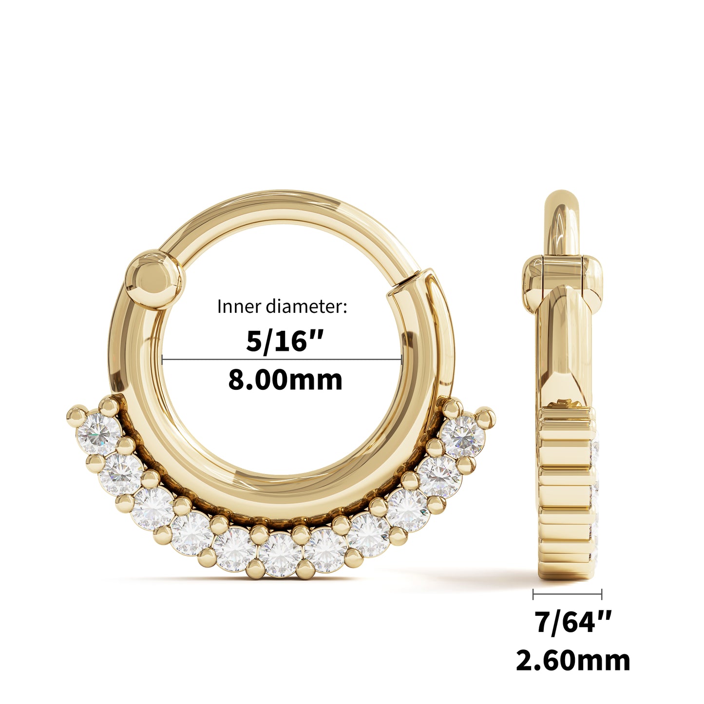 14K Gold Modern Diamond Clicker Hoop