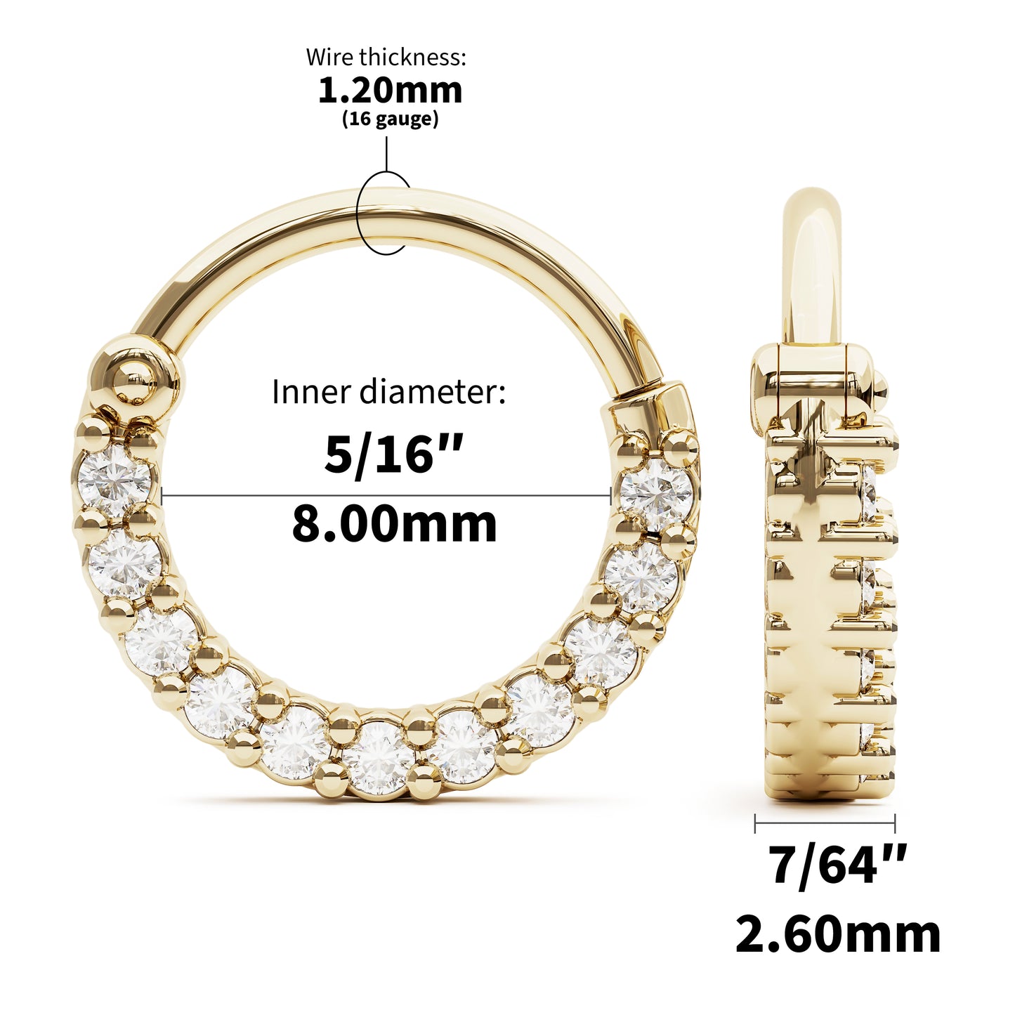 14K Gold Minimalist Diamond Clicker Hoop