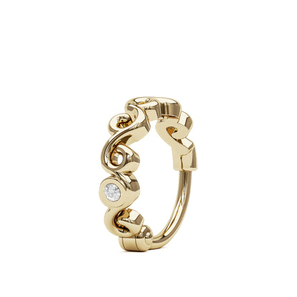 14K Gold Diamond Swirl Clicker Hoop