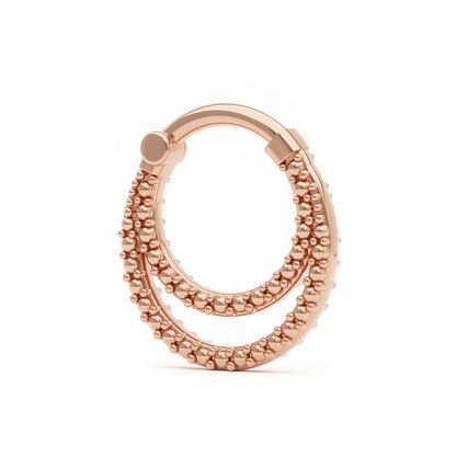 Solid Gold Dots Double Line Clicker Hoop