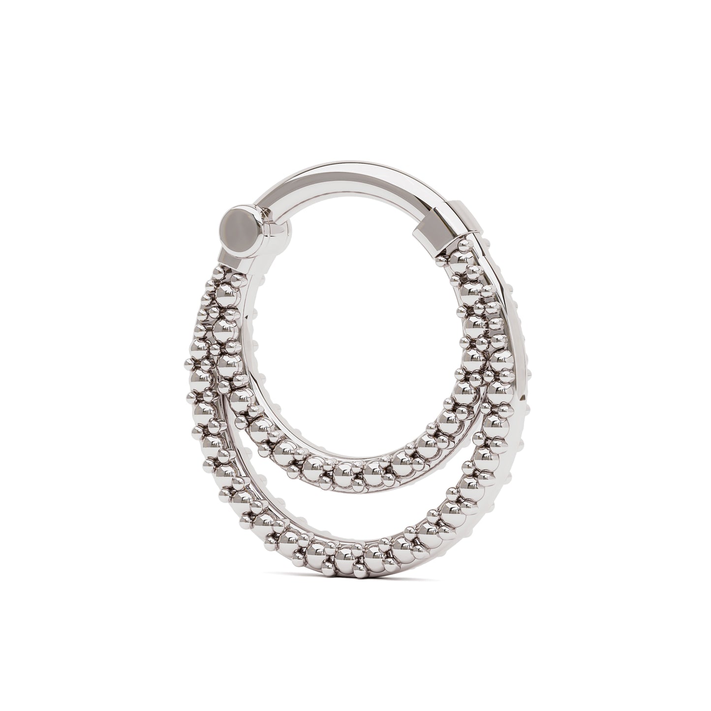 Solid Gold Dots Double Line Clicker Hoop