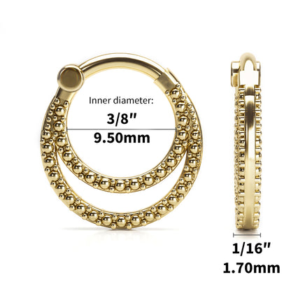 Solid Gold Dots Double Line Clicker Hoop