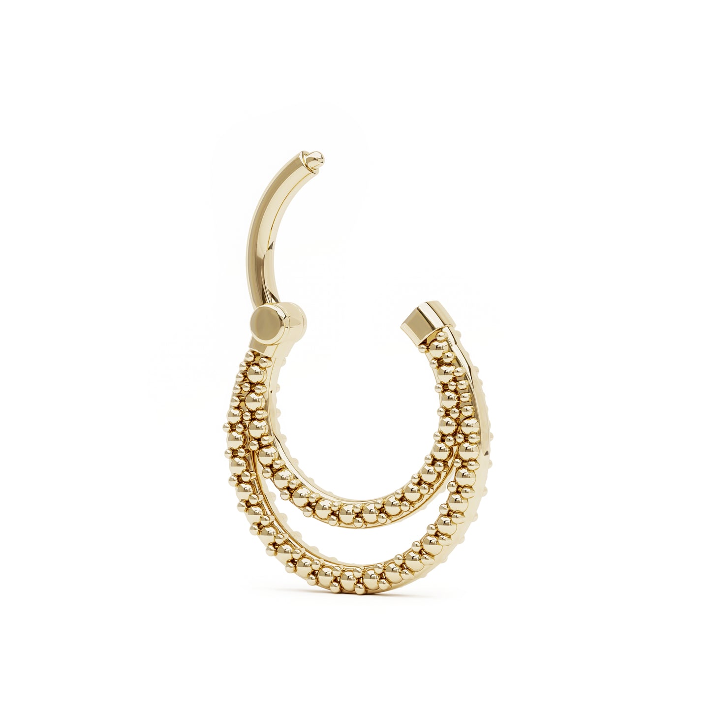 Solid Gold Dots Double Line Clicker Hoop