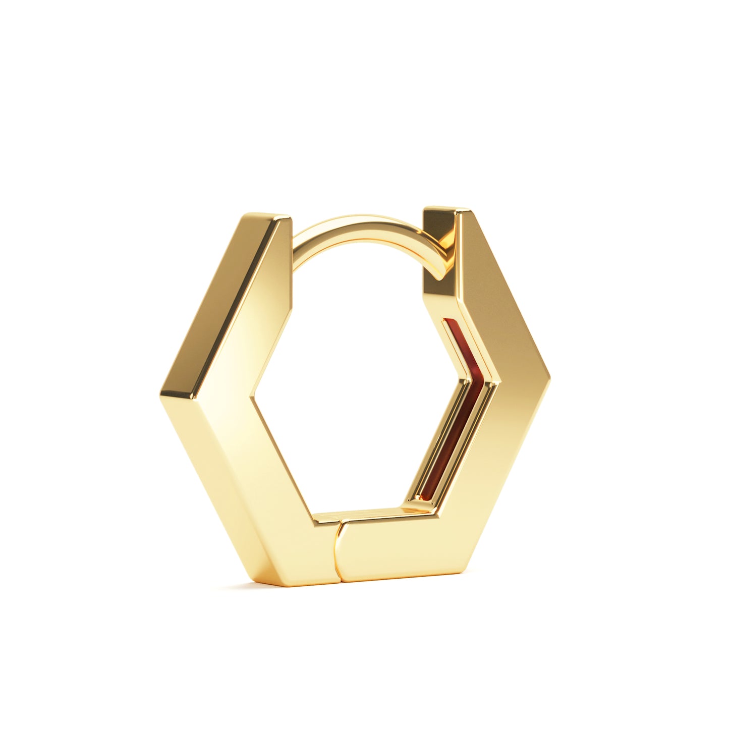 Solid Gold Hexagon Clicker Hoop