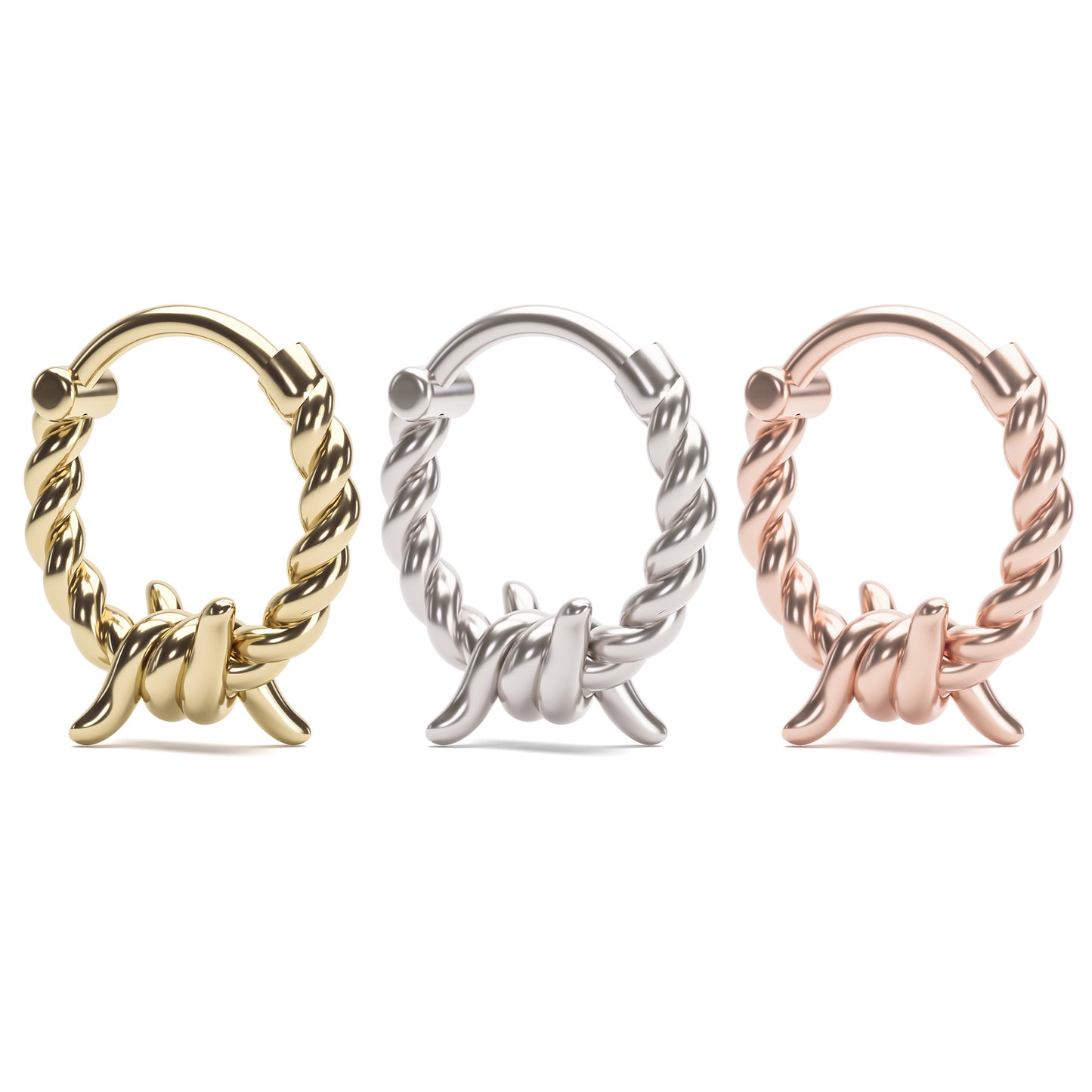 Solid Gold Rope Knot Clicker Hoop