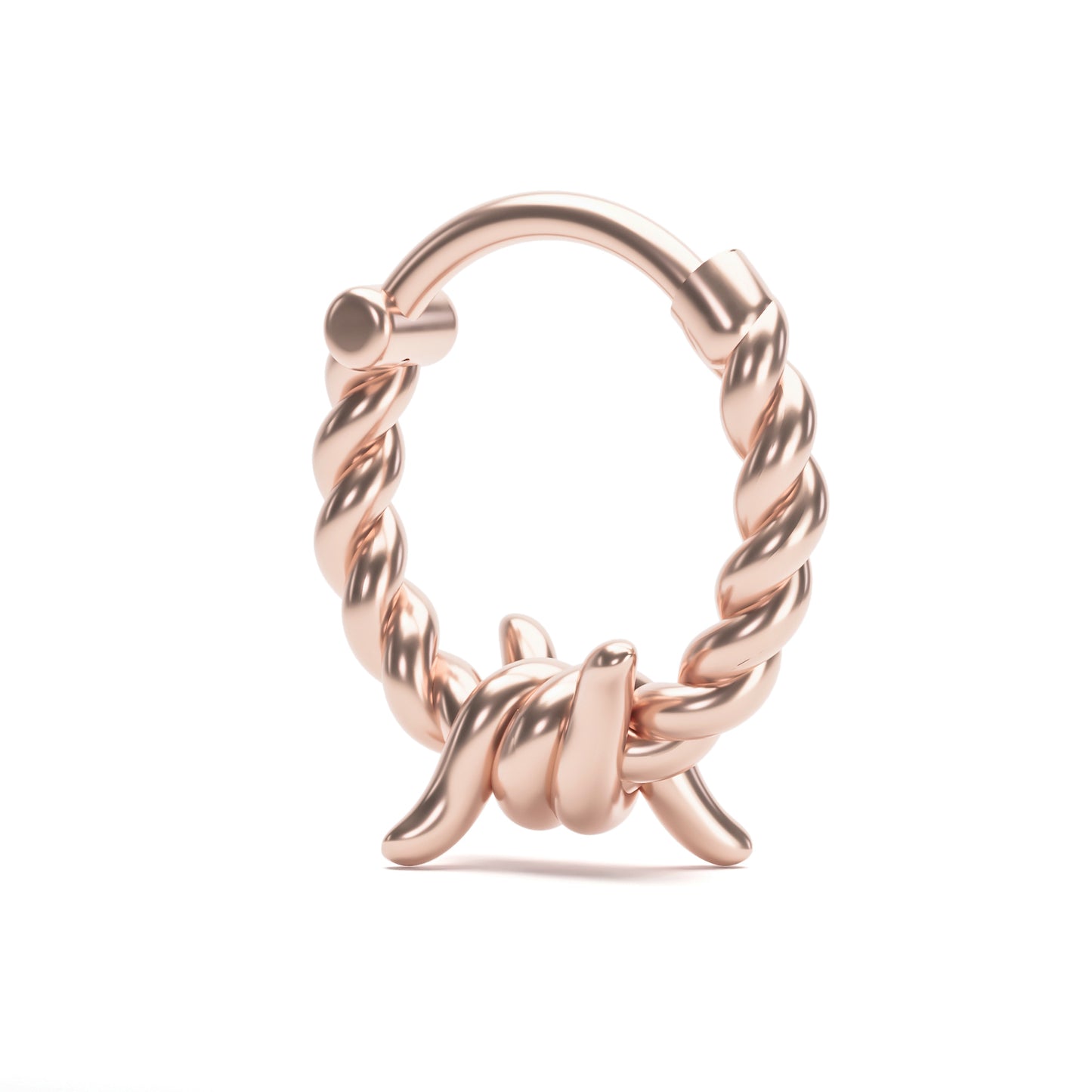 Solid Gold Rope Knot Clicker Hoop