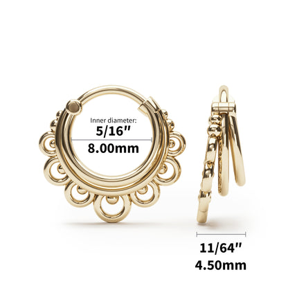Solid Gold Decorative Stacked Clicker Hoop