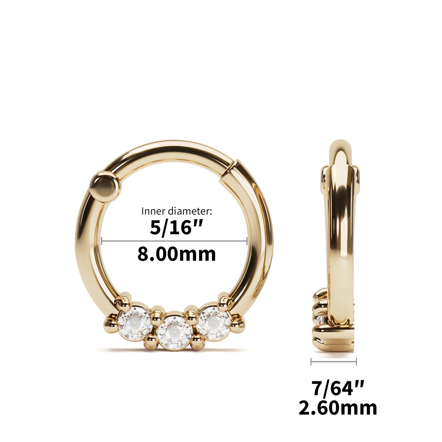 Solid Gold Diamond Clicker Hoop