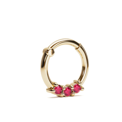 Solid Gold Ruby Clicker Hoop
