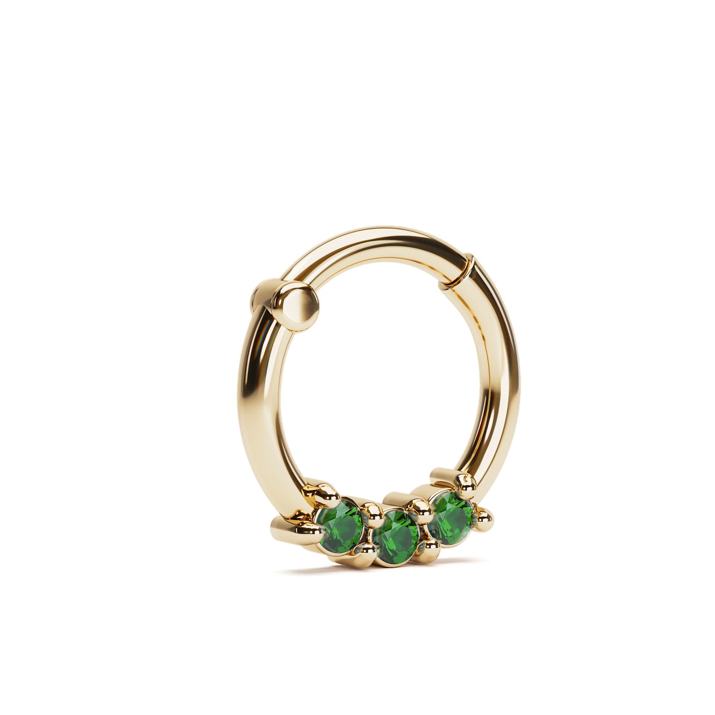 Solid Gold Emerald Clicker Hoop