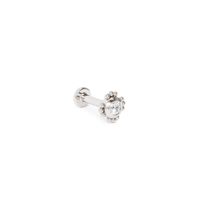 14K Gold Diamond Beaded Stud