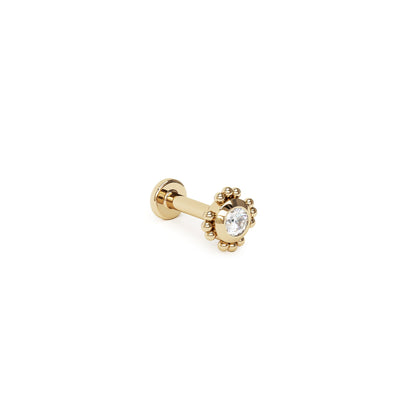 14K Gold Diamond Beaded Stud