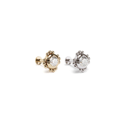 14K Gold 3mm Diamond Beaded Stud