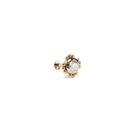 14K Gold 3mm Diamond Beaded Stud