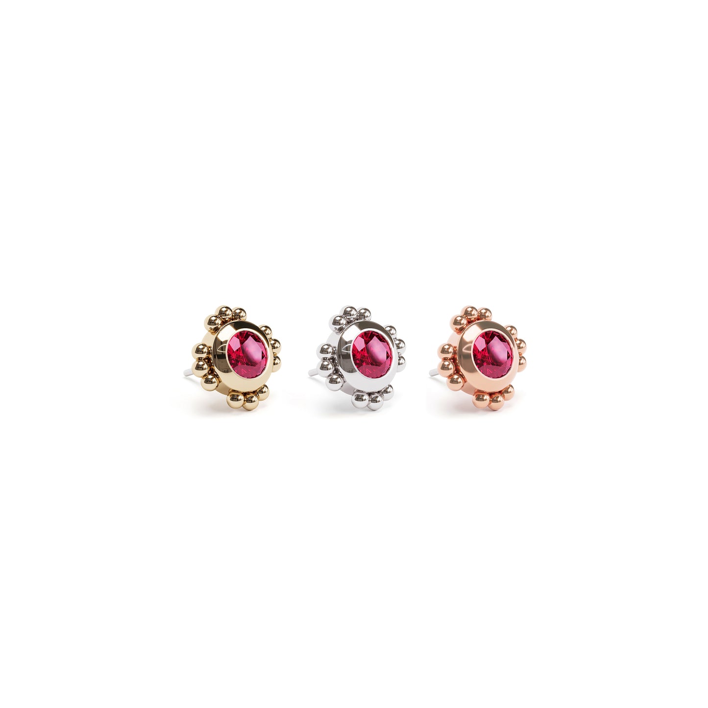 14K Gold Ruby Beaded Threadless End