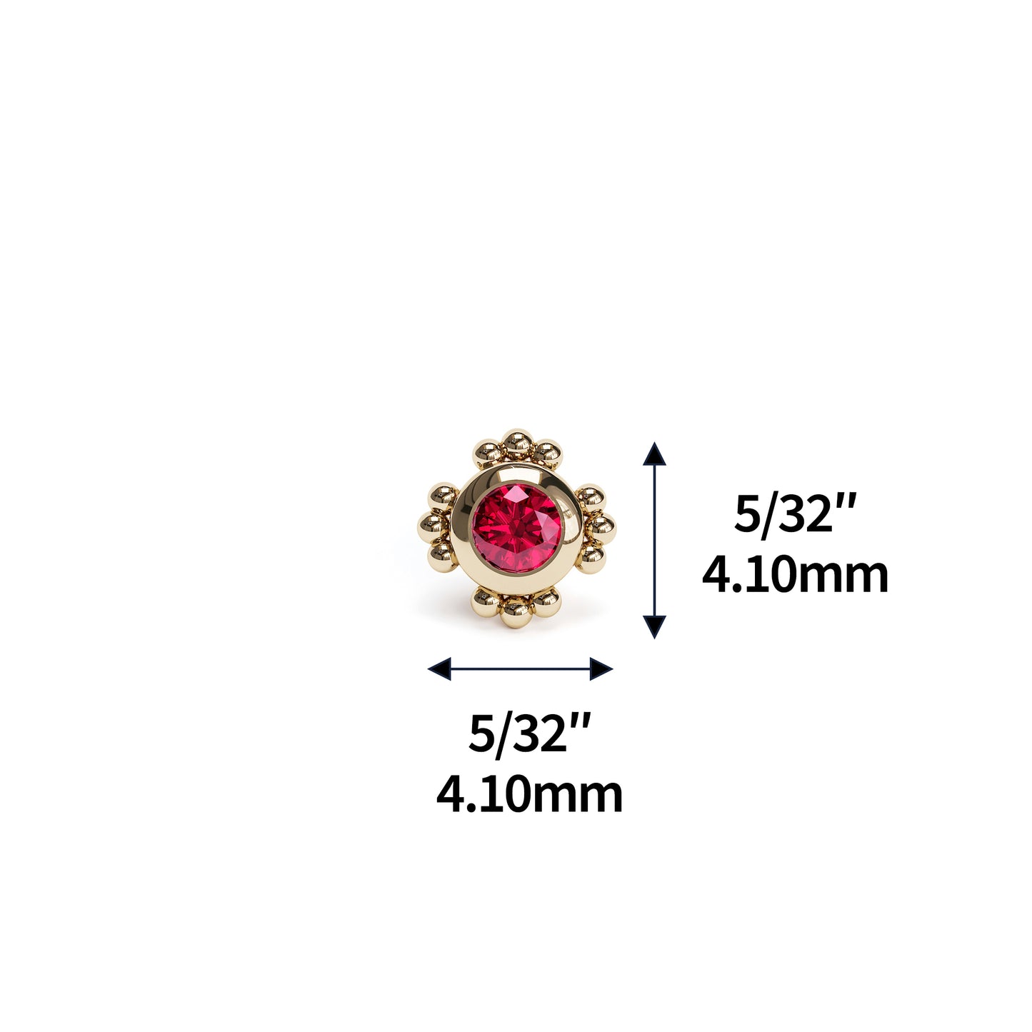 14K Gold Ruby Beaded Threadless End