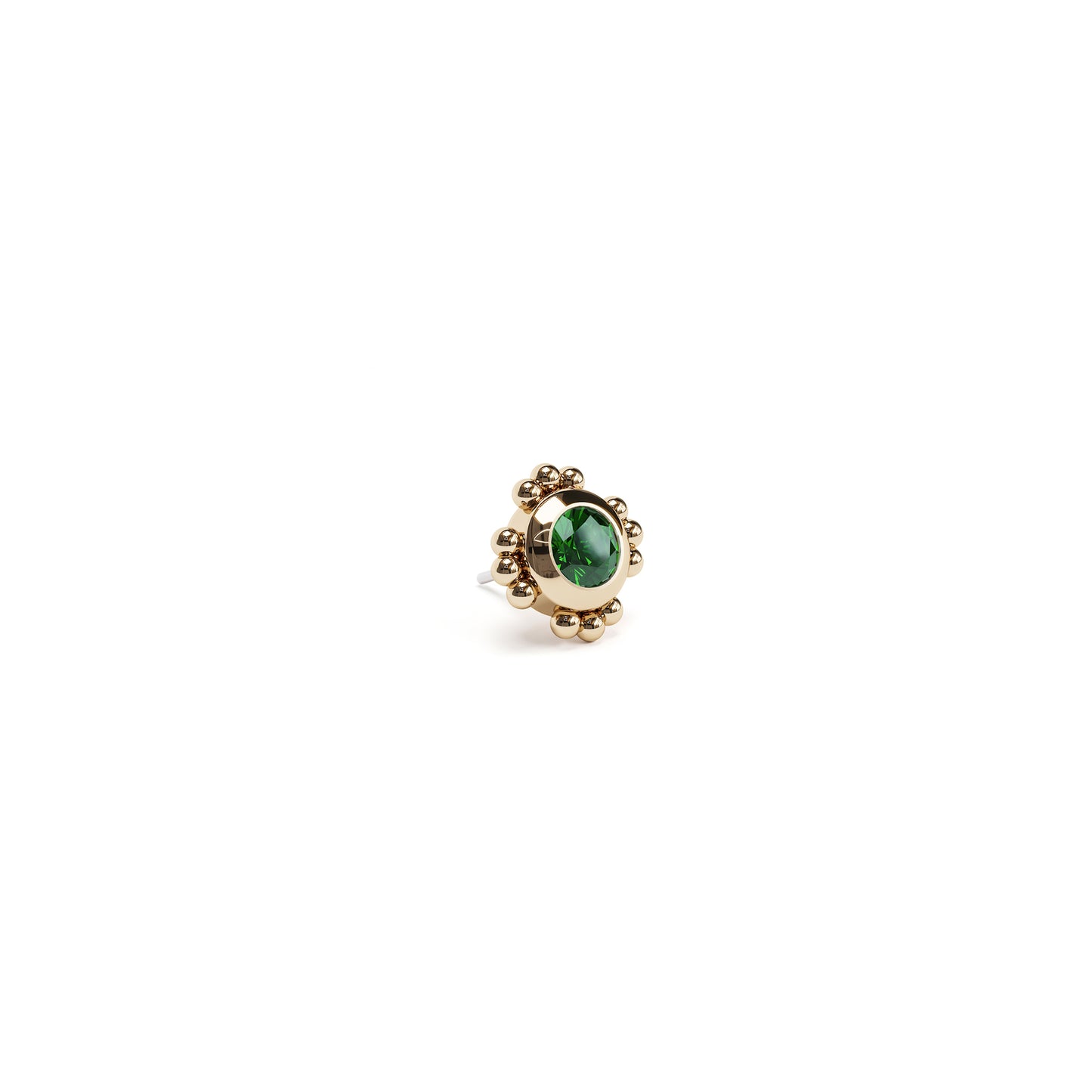 14K Gold Emerald Beaded Threadless End