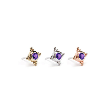 Tiny 14K Gold Amethyst Beaded Threadless End