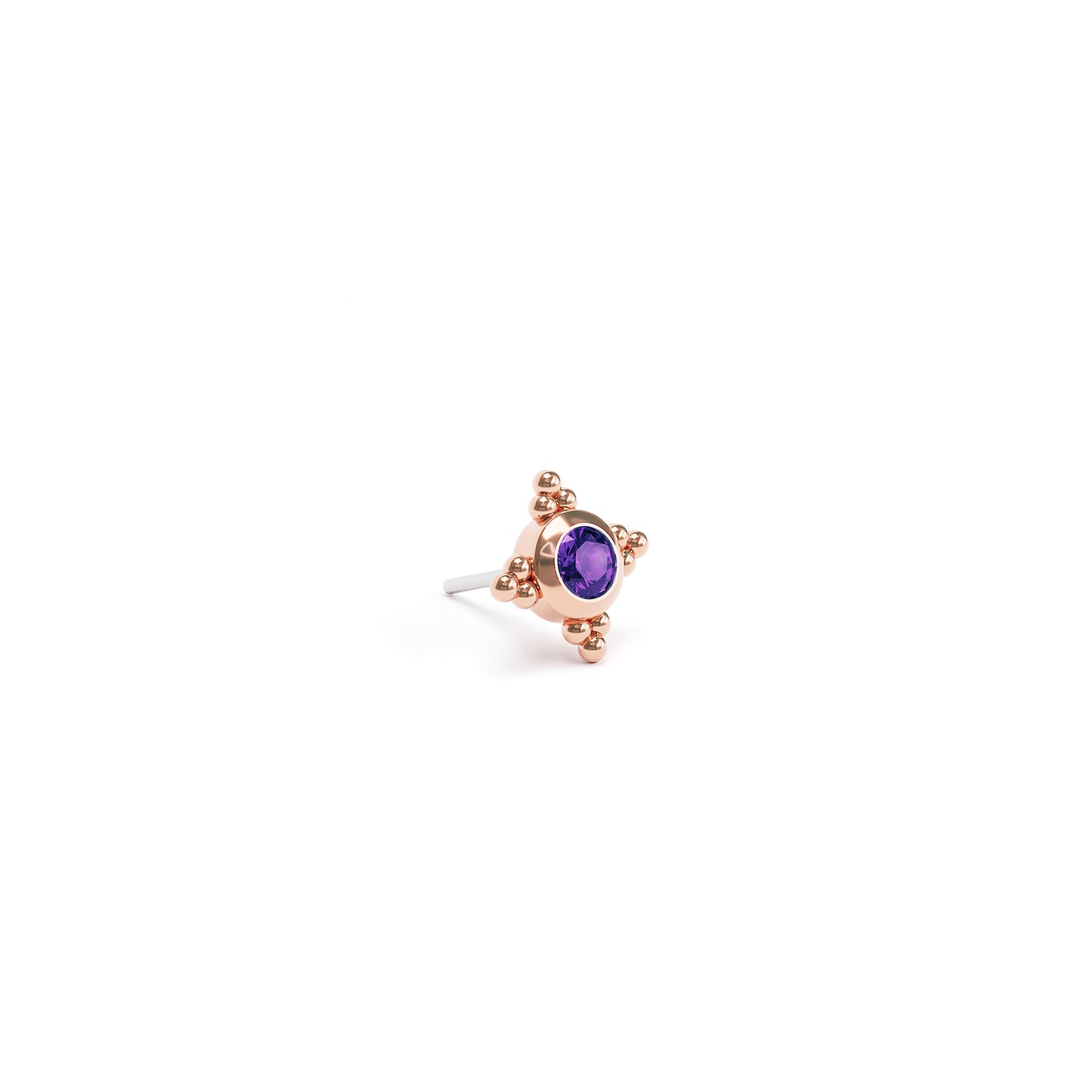 Tiny 14K Gold Amethyst Beaded Threadless End
