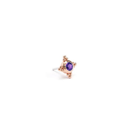 Tiny 14K Gold Amethyst Beaded Threadless End