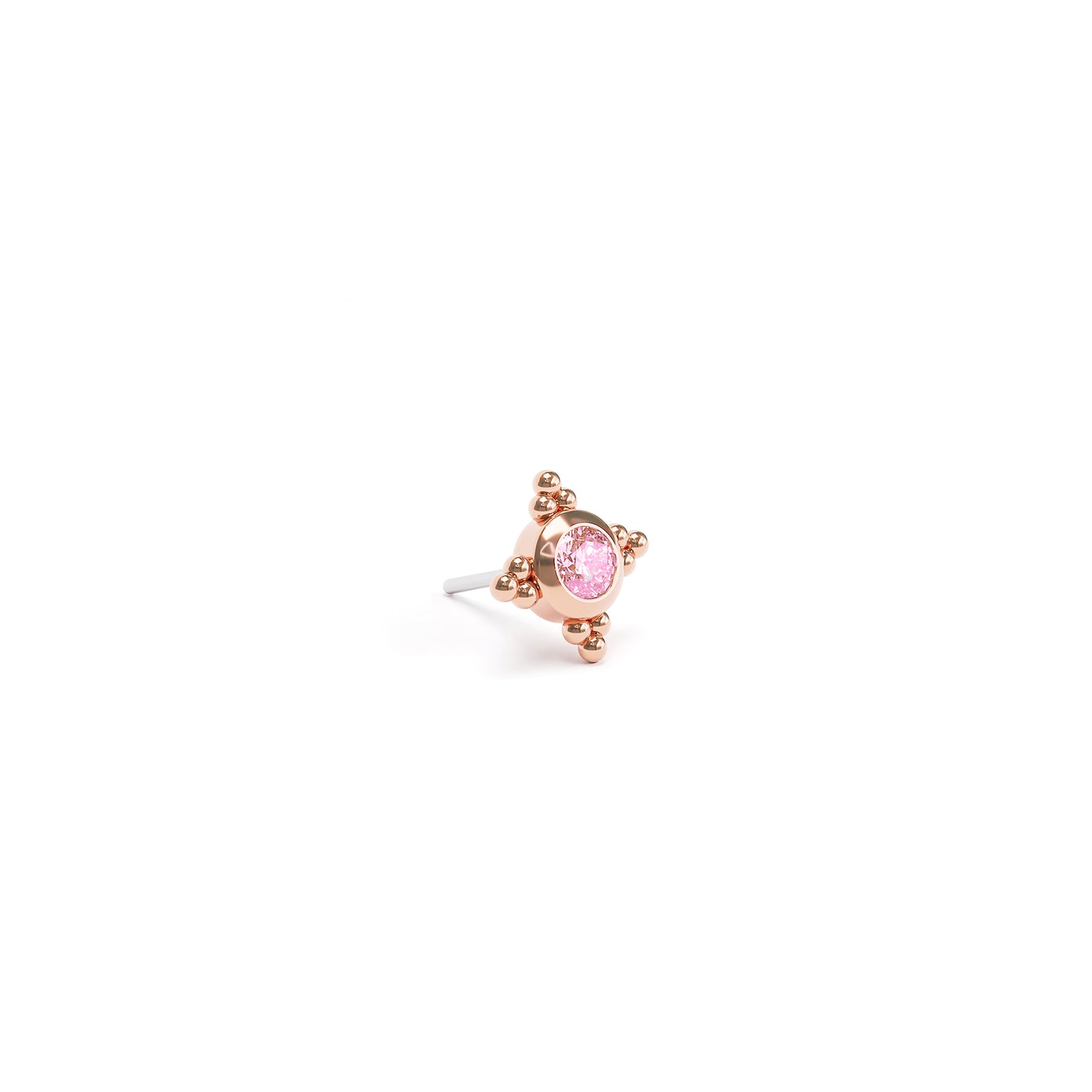 Tiny 14K Gold Pink Tourmaline Beaded Threadless End