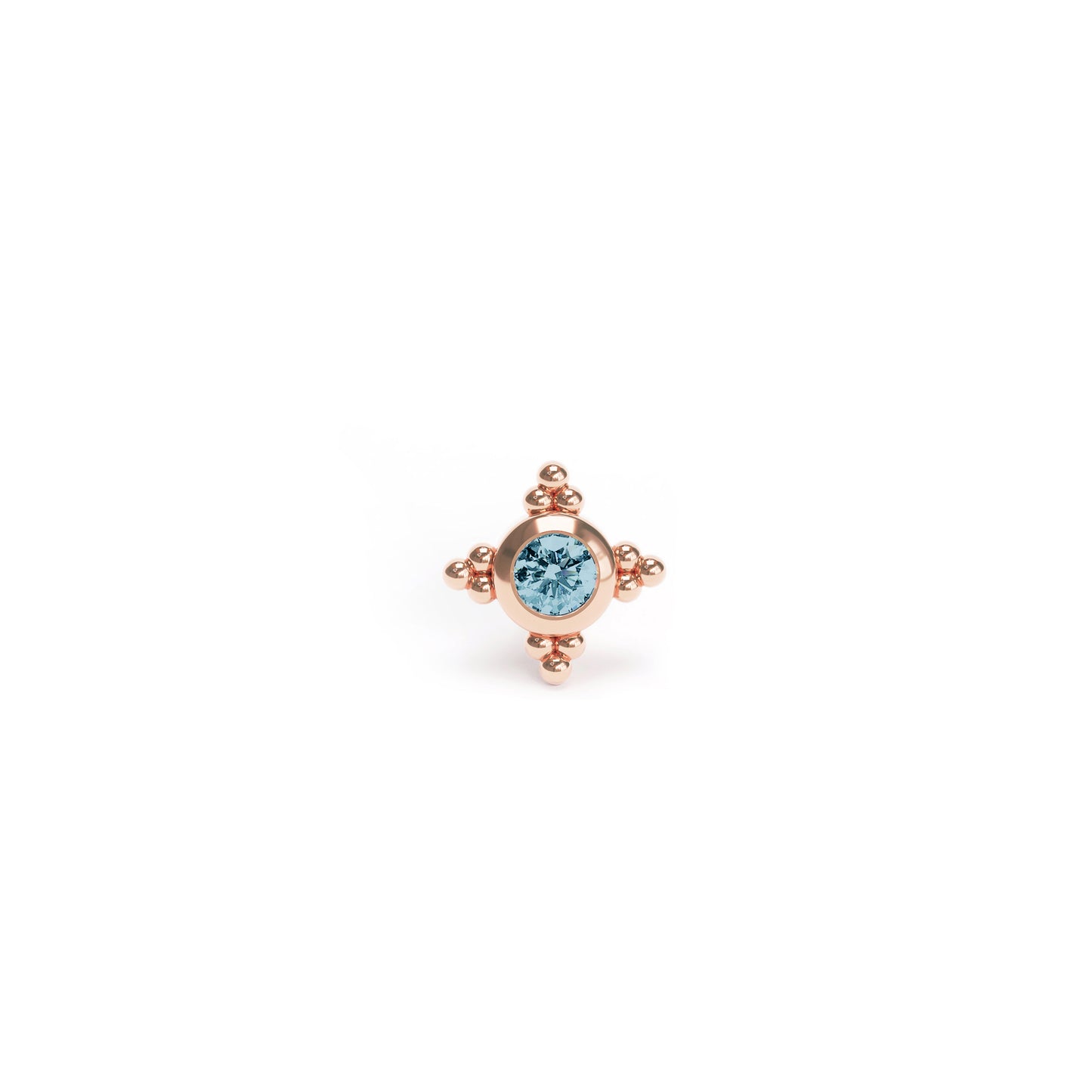 Tiny 14K Gold Blue Topaz Beaded Threadless End