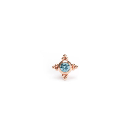 Tiny 14K Gold Blue Topaz Beaded Threadless End