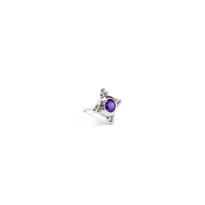 Tiny 14K Gold Amethyst Beaded Threadless End