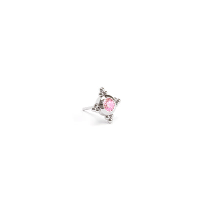 Tiny 14K Gold Pink Tourmaline Beaded Threadless End