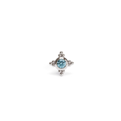 Tiny 14K Gold Blue Topaz Beaded Threadless End