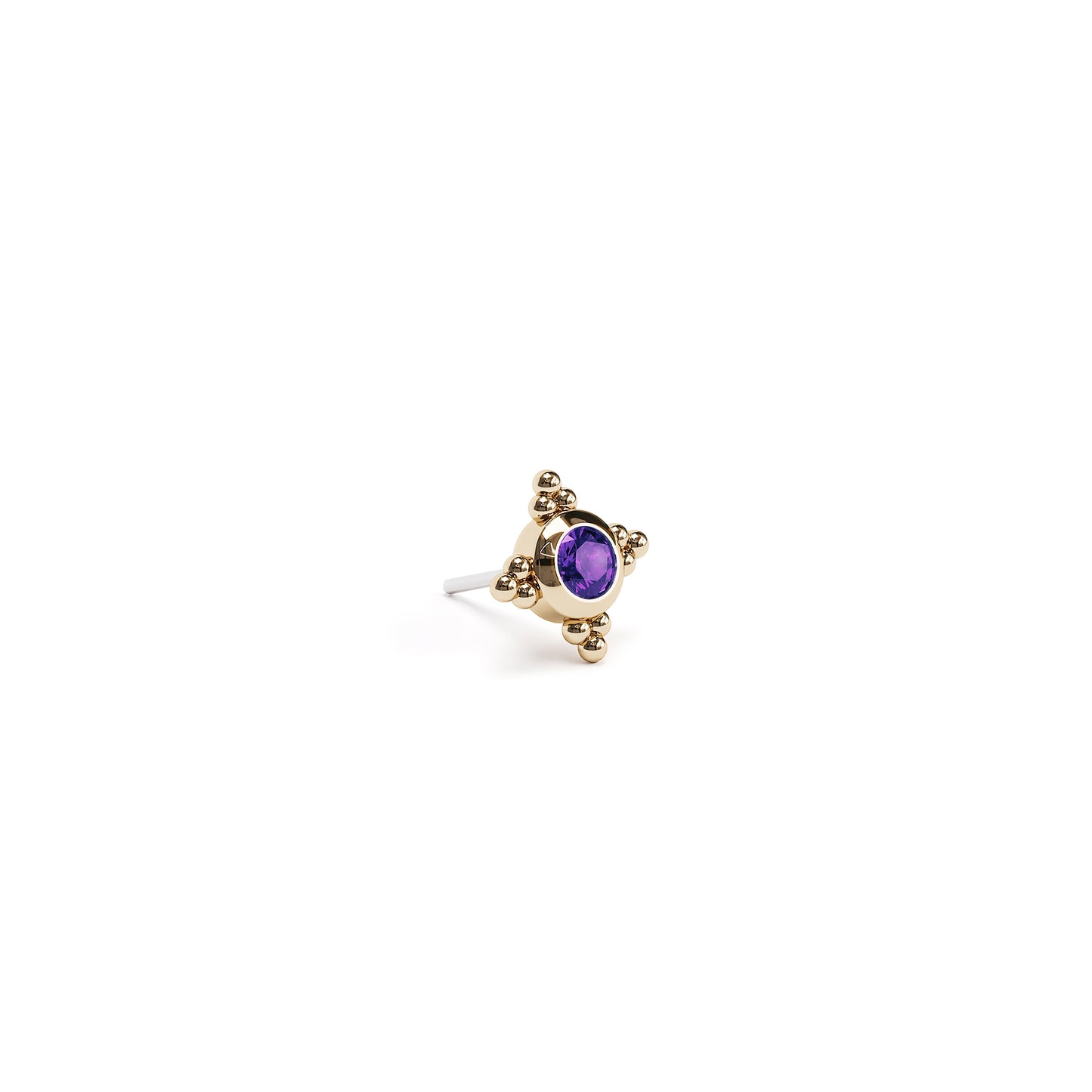Tiny 14K Gold Amethyst Beaded Threadless End