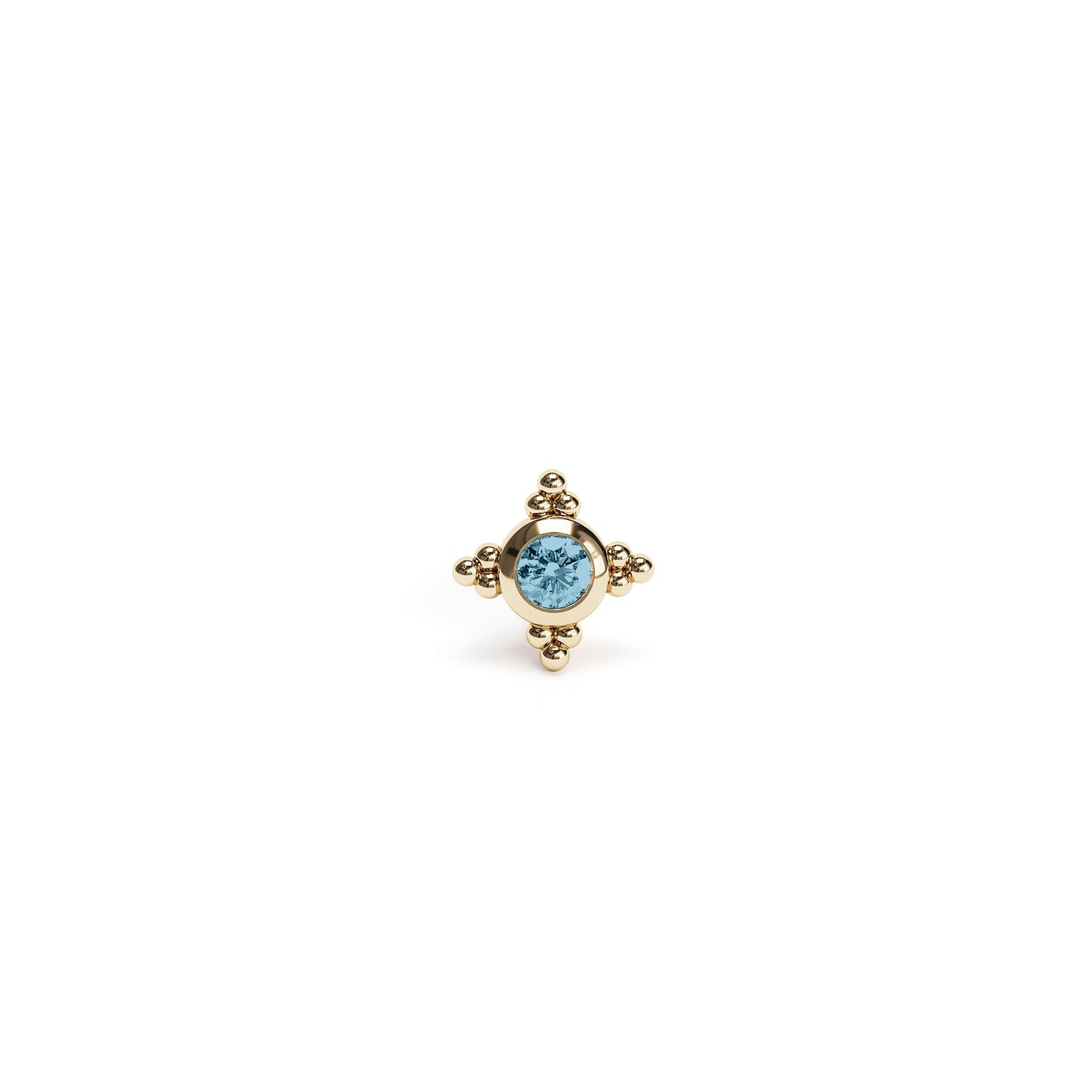 Tiny 14K Gold Blue Topaz Beaded Threadless End