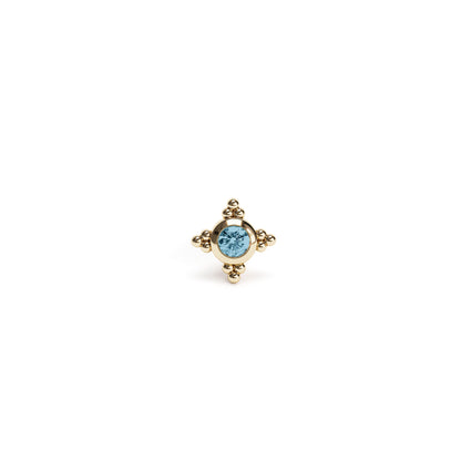 Tiny 14K Gold Blue Topaz Beaded Threadless End
