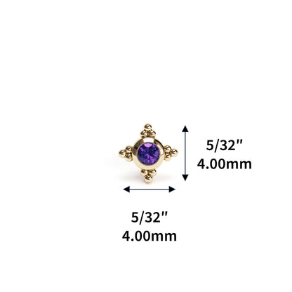 Tiny 14K Gold Amethyst Beaded Threadless End