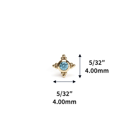 Tiny 14K Gold Blue Topaz Beaded Threadless End