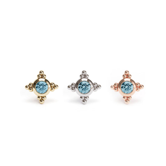 Tiny 14K Gold Blue Topaz Beaded Threadless End